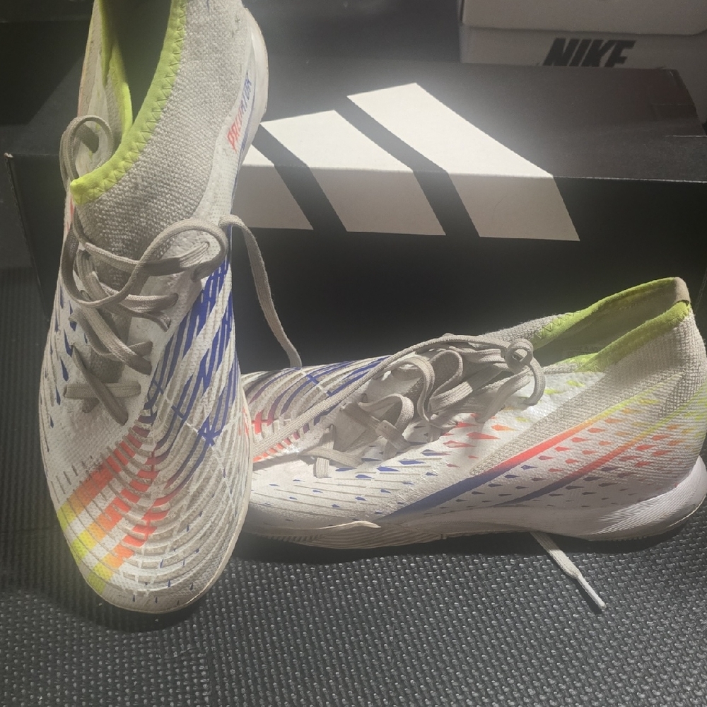 Adidas Predator White Indoors with Blue and Red Accents